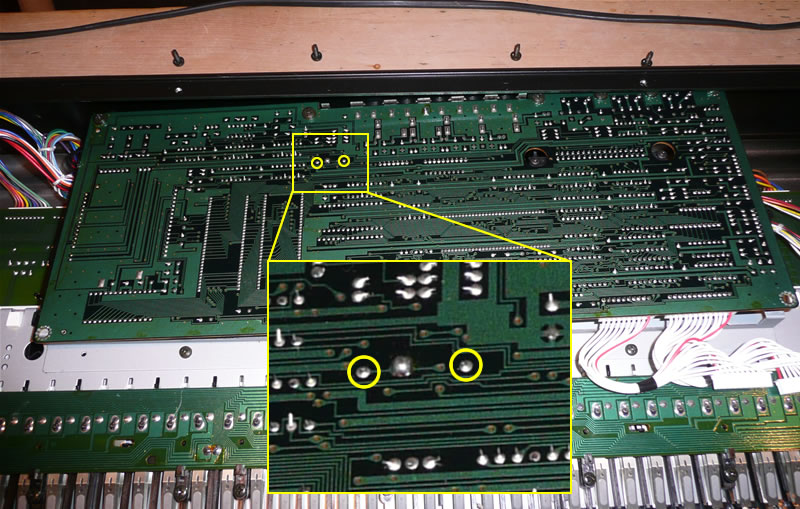 Yamaha DX7s battery desoldering points